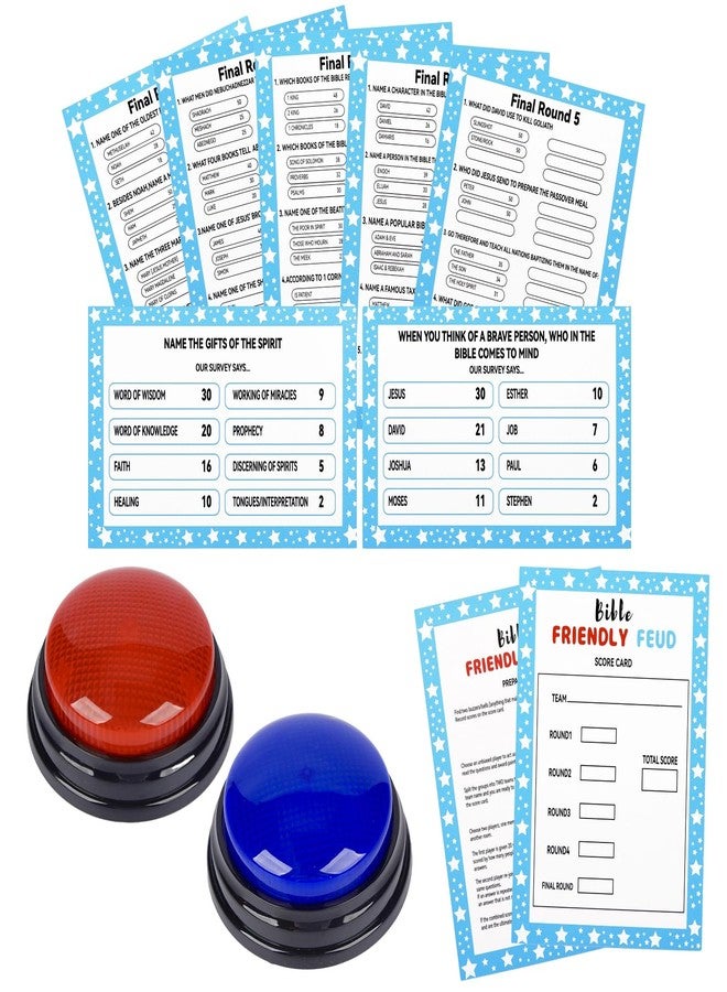 2 MULE TEAM Christian Bible Friendly Feud Game with 2 Answer Buzzers, Family Feud Games Card Game Night Church Group Fun Trivia Quiz for Party Office Class Team Building - Image 1